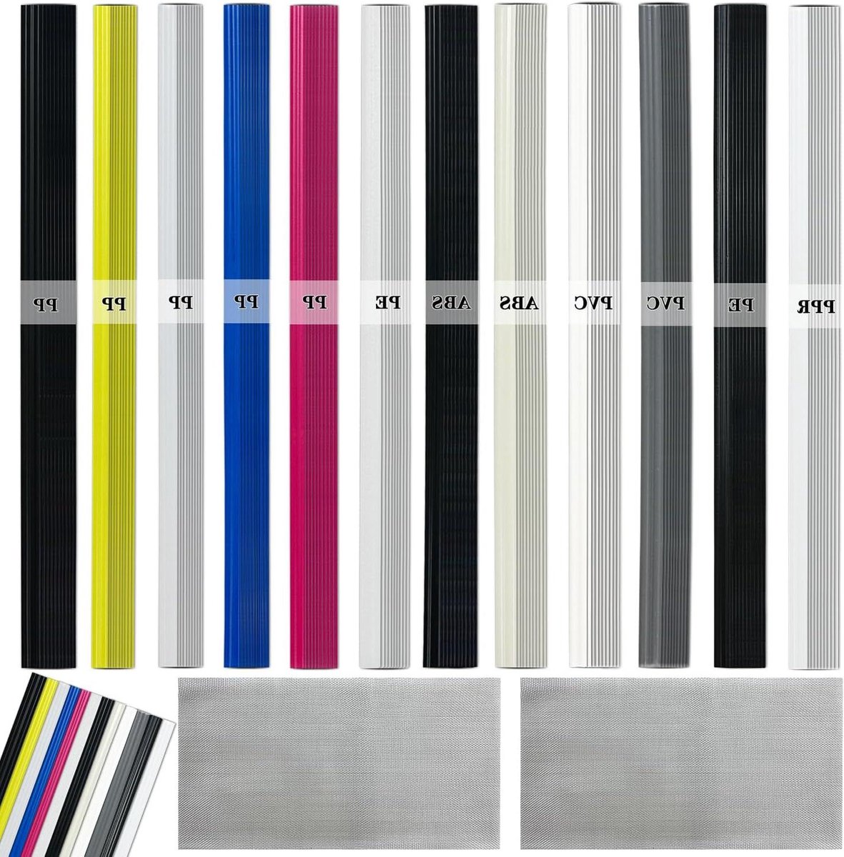 Kunststof Lasstaven - Lasstokken set - Plastic reparatie - 5 Soorten Materiaal - 120 stuks - Multicolor
