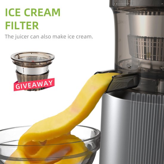 Allero Slowjuicer - Sapcentrifuge - Slow Juicer - Keukenmachine - 200W - Brede Invoer - Zwart - Tritan BPA Vrij - Sapmachine van Merkloos — afbeelding 2