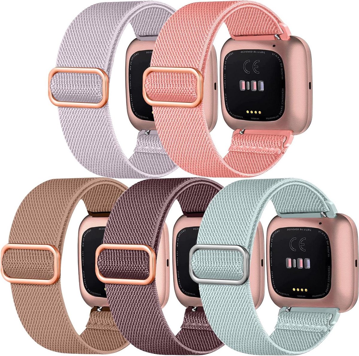 Vervangende armband - Nylon band - Dagelijks gebruik - Ademend materiaal - 5 stuks - Multicolor