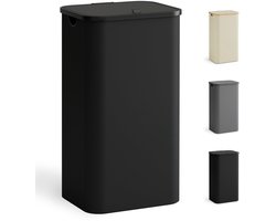 Wasmand met Deksel - 100 Liter - Ruimtebesparend en Opvouwbaar - Zwart - Wasverzamelaar - Perfect voor Thuisgebruik - Modern Design