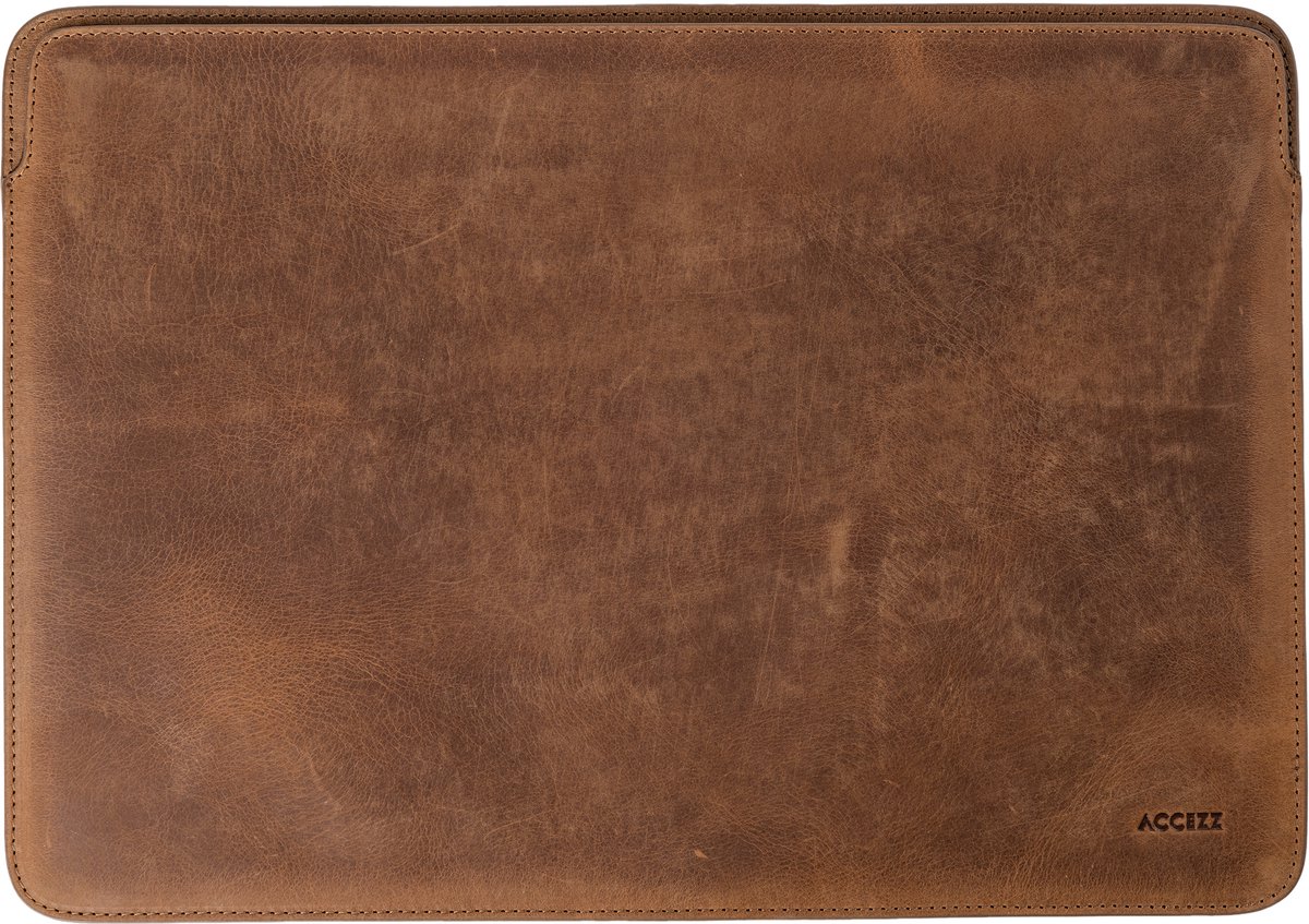 Accezz Laptop Sleeve - Laptophoes geschikt voor 15.3 inch / 15 inch / 15.6 inch - Accezz MacBook Leather Sleeve - Bruin