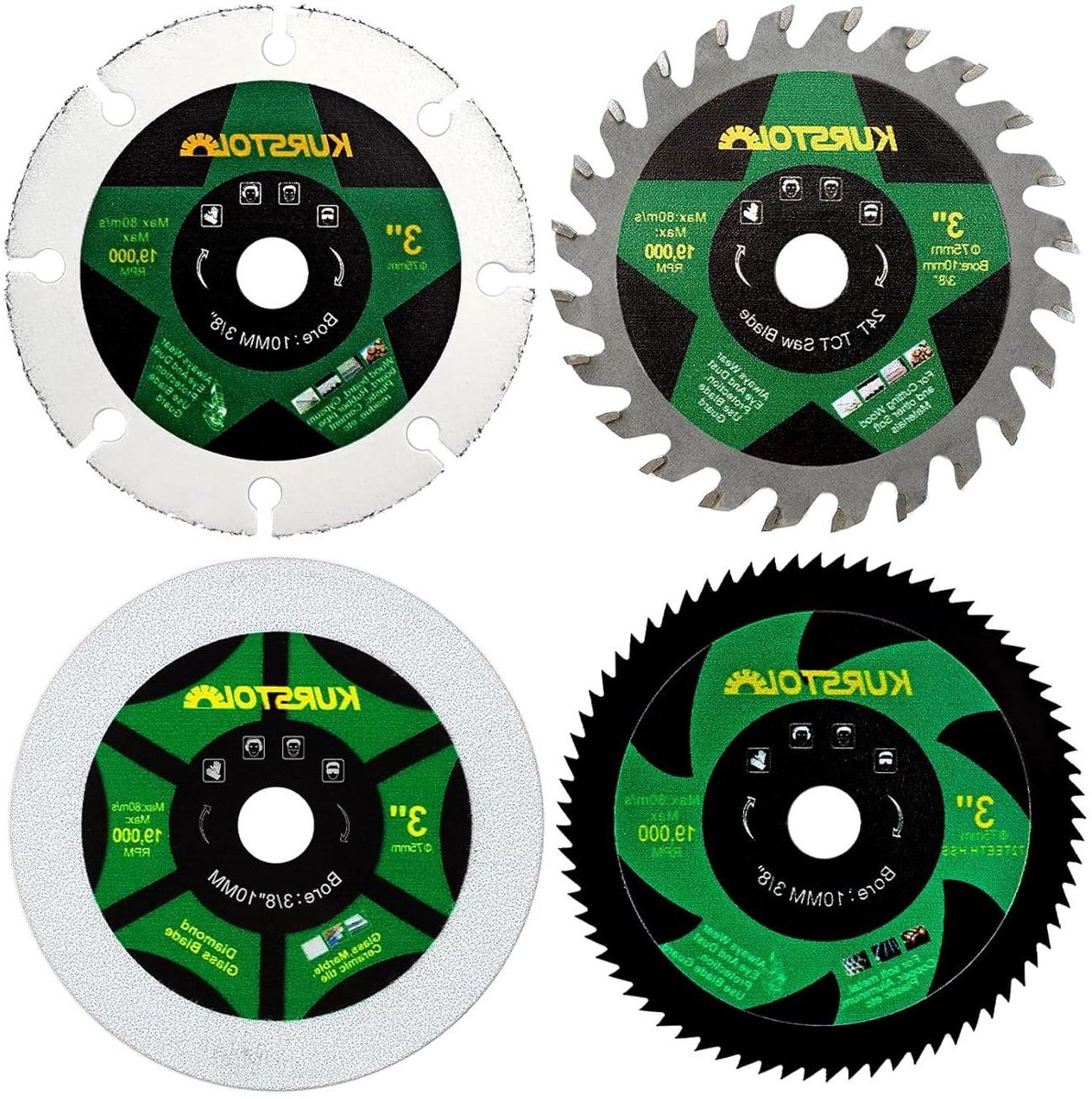 Zaagblad Set - Snijschijven - Metaal Hout Plastic - Meerdere Materialen - 75mm - Groen