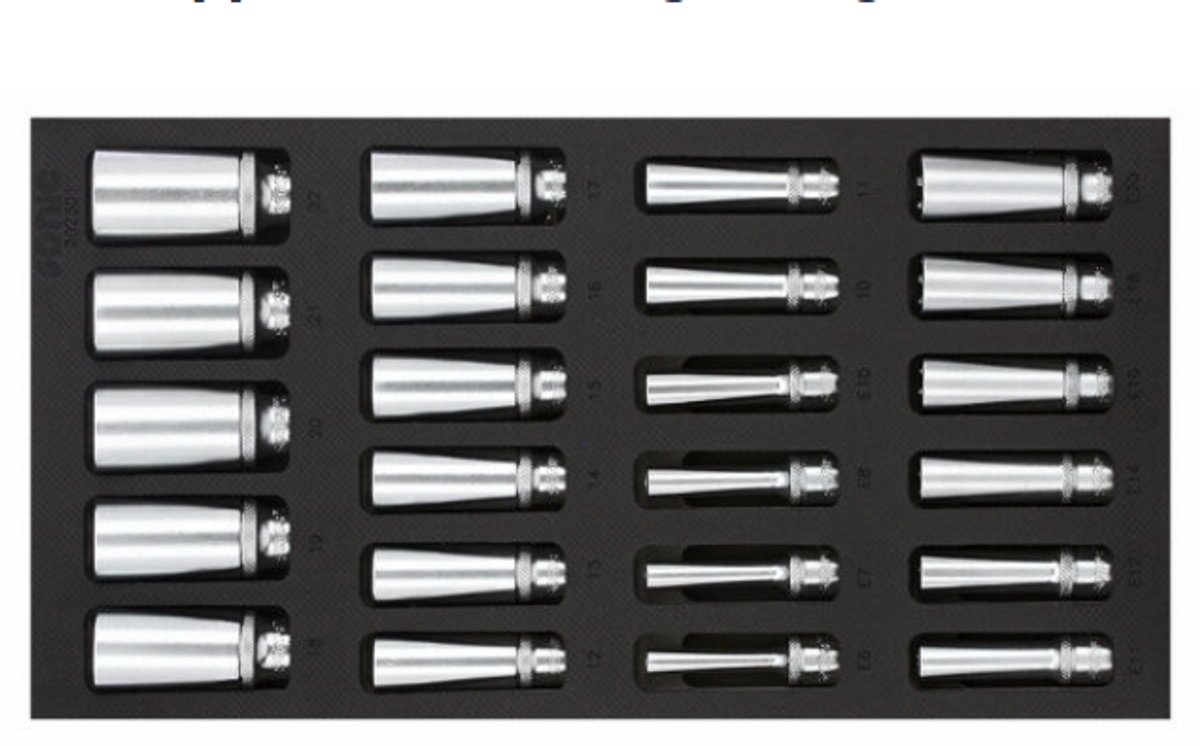 Sonic 202301 Doppenset 3/8” Lang 23-delig SFS 1/3 – Diepe Doppen Set met Foam Inlay