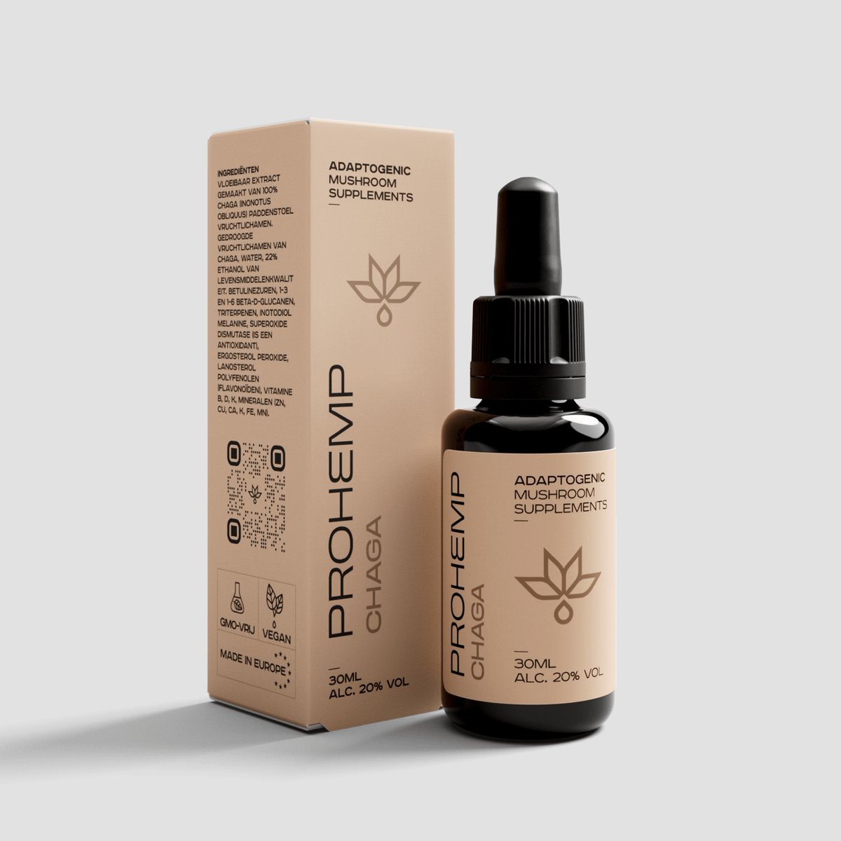 ProHemp Chaga Tinctuur 30 ml – Natuurlijk Paddenstoelen Tinctuur met Chaga Extract – Rijk aan Antioxidanten en Adaptogenen – Ondersteunt Immuunsysteem, Energie en Weerstand – Vegan, Glutenvrij en Plantaardig Supplement