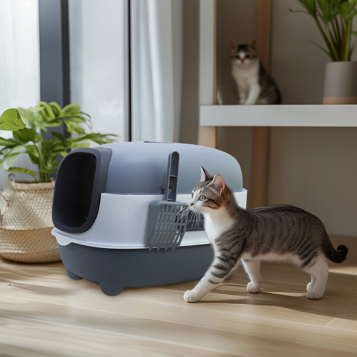 BingoPaw XXL Kattenbak Gesloten - Luxe Kattentoilet met Anti-Uitloop Rooster - Inclus… thumbnail 8