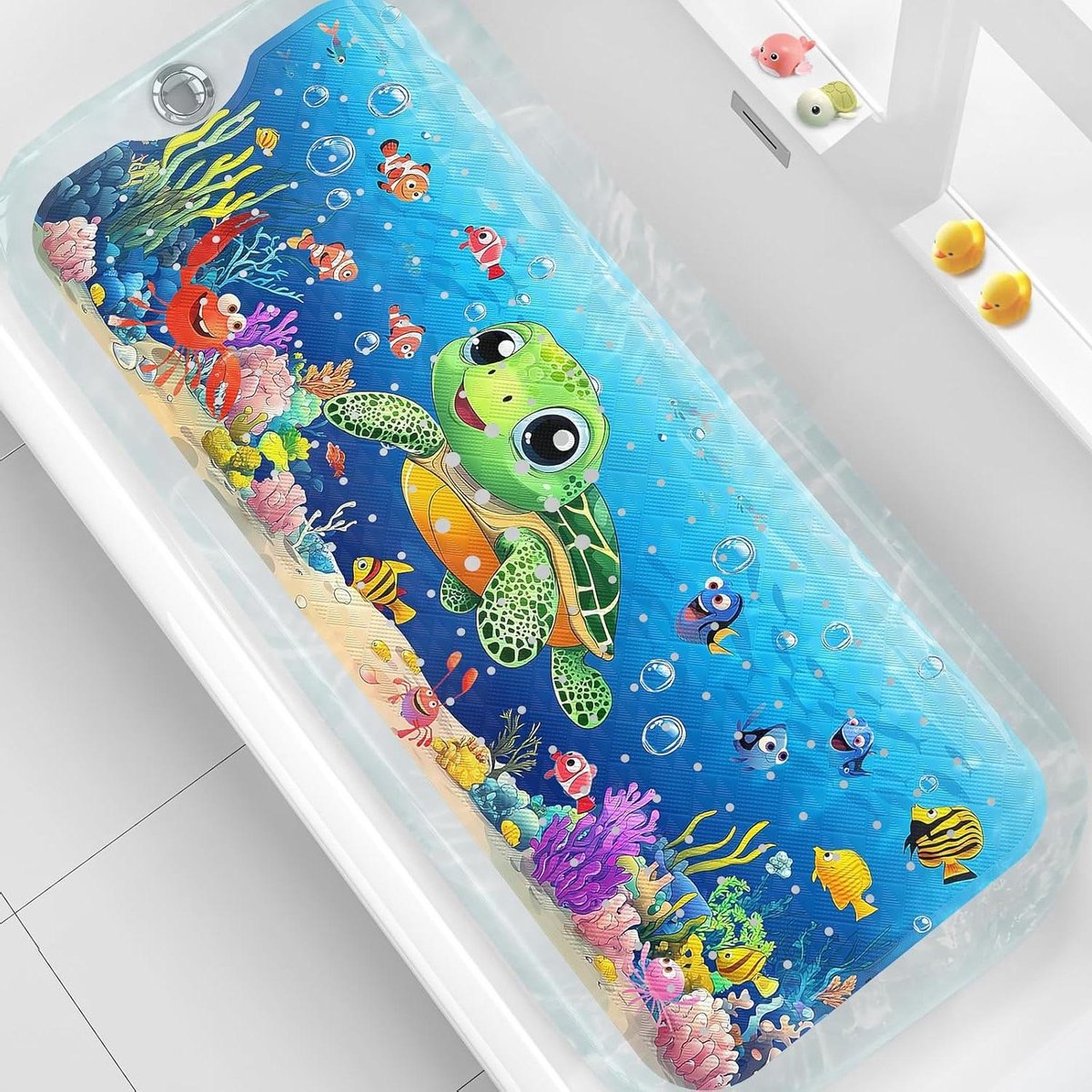 Badmat Kinderen - Antislip Douchemat - Veilig Baden - Extra Lange Grip - 100 x 40 cm - Koraal