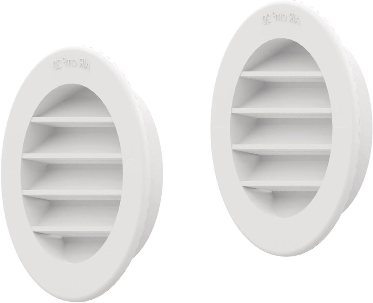 Ventilatierooster Rond - Inbouwrooster Insectenbescherming - Ventilatie Verbeteren - Geïntegreerd Muggennet - Ø 74 mm - Wit