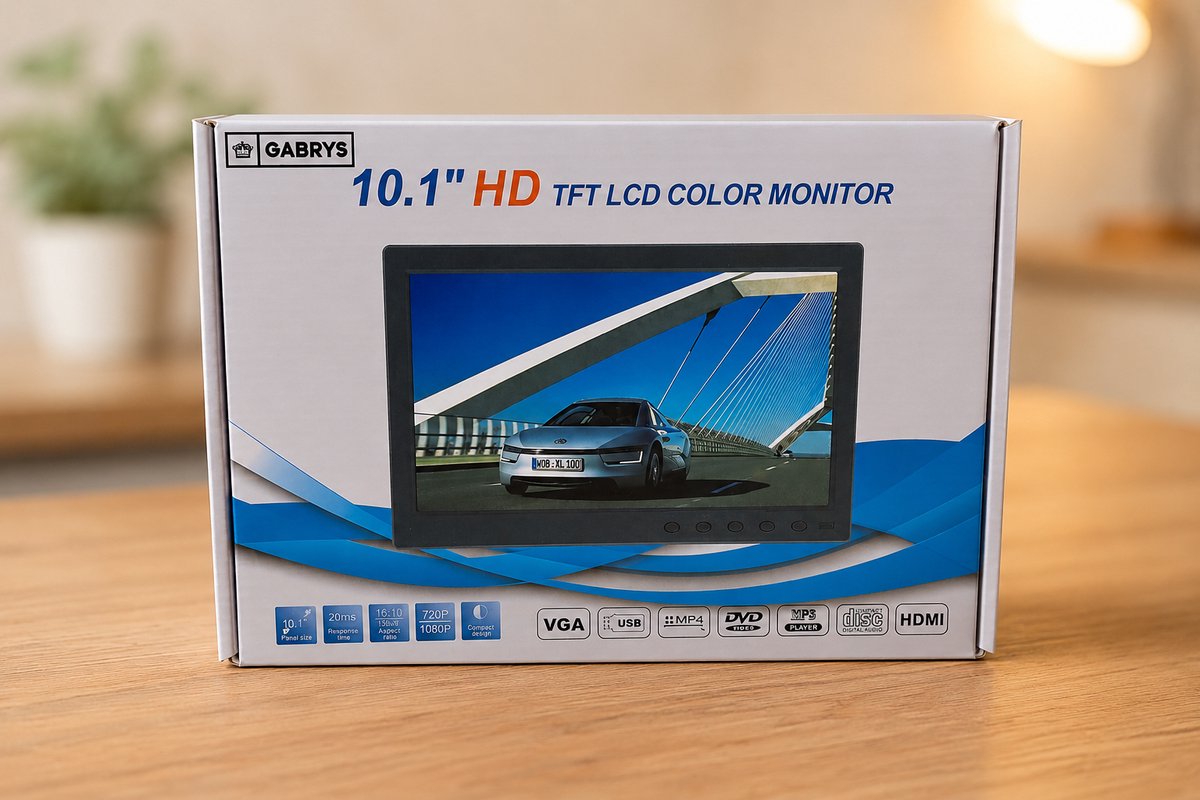 Draagbare 10,1" monitor 1024x600 HDMI VGA AV scherm compact voor werk, gaming, auto en beveiliging - Afbeelding 2