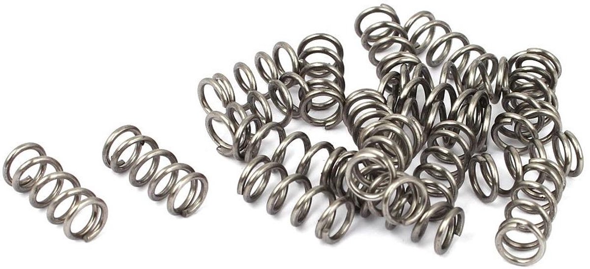 Compressie Veren - Drukveren RVS - Diverse Toepassingen - 304 Roestvrij Staal - 1mmx7mmx15mm - Zilverkleurig