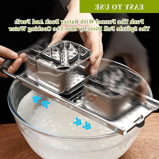 RVS Spätzle Rasp met Rubber Handvat, Ideaal voor Spätzle en Knöpfle, Vaatwasserbestendig, Keukenaccessoire voor Perfecte Pasta van Merkloos — afbeelding 3