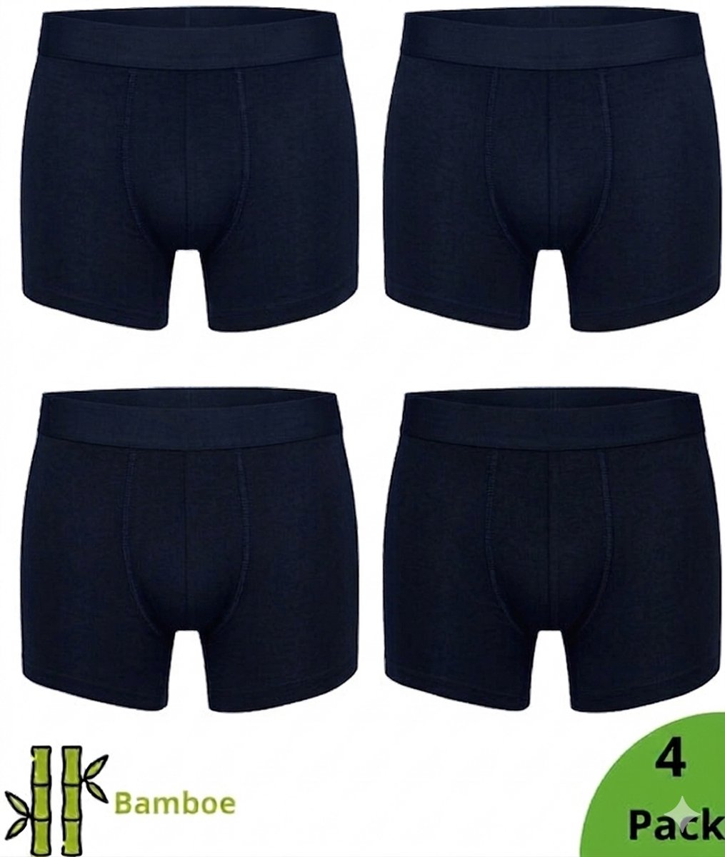 Nova Collection - Bamboe Boxershorts - 4 Pack - Heren Onderbroeken - Bamboo - Heren Ondergoed - Casual - Boxer - Blauw/Navy - Maat M