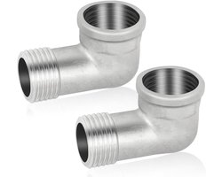 Set van 2 stuks 90 graden RVS pijpfittingen, DN15 hoekbocht voor 1/2