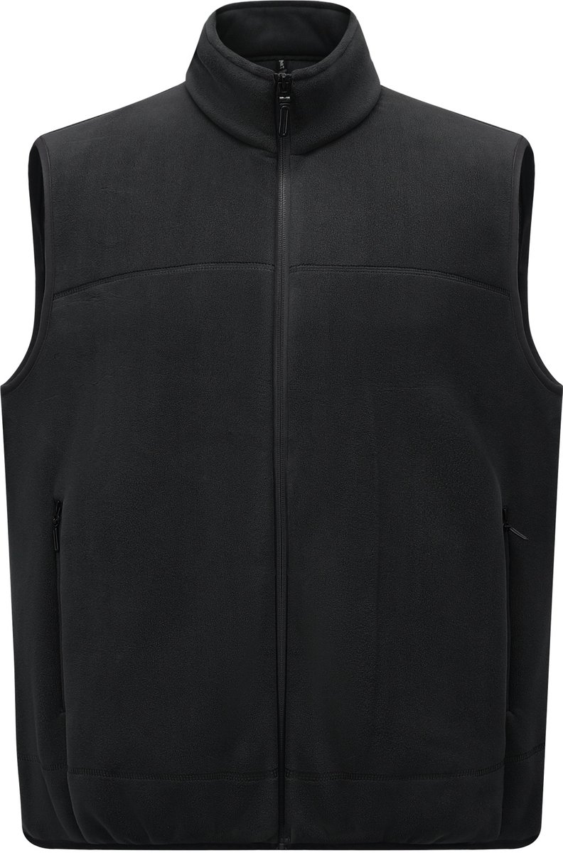 ALLTHEMEN Heren Fleece Vest Opstaande Kraag en Ritszakken Zwart