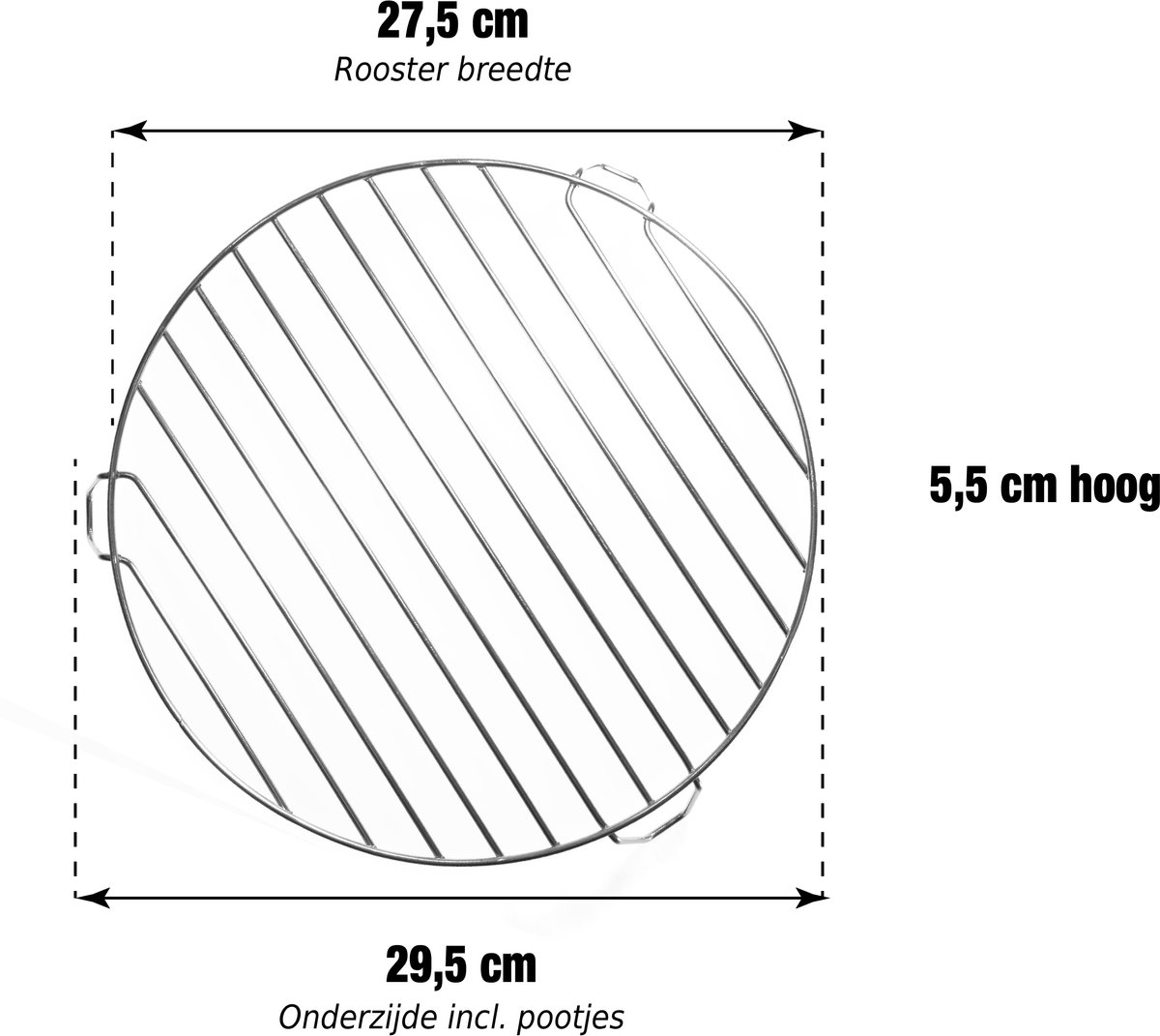27,5 cm Dparts magnetronrooster - 5,5 cm hoog - groot universeel rooster voor in magnetron en oven - rond ovenrooster — afbeelding 3