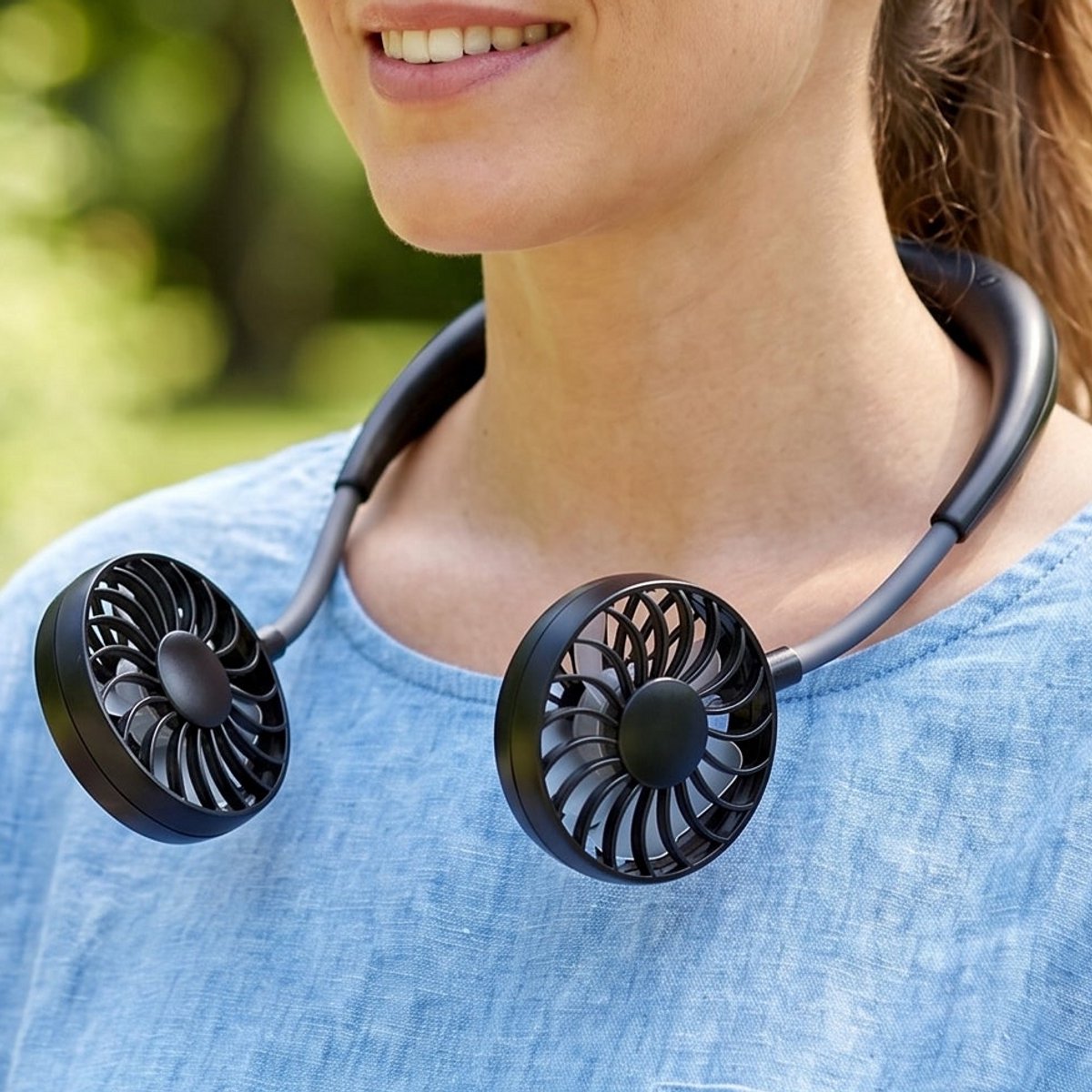 Cheqo® Nekventilator - Draagbare Ventilator - Halsventilator - Handsfree - USB Oplaadbaar - Neck Fan - Gezichtsventilator - Hoofd Ventilator - Nek Ventilator - Mini Ventilator - Persoonlijke Verkoeling - Draadloos - Zomer - Buiten