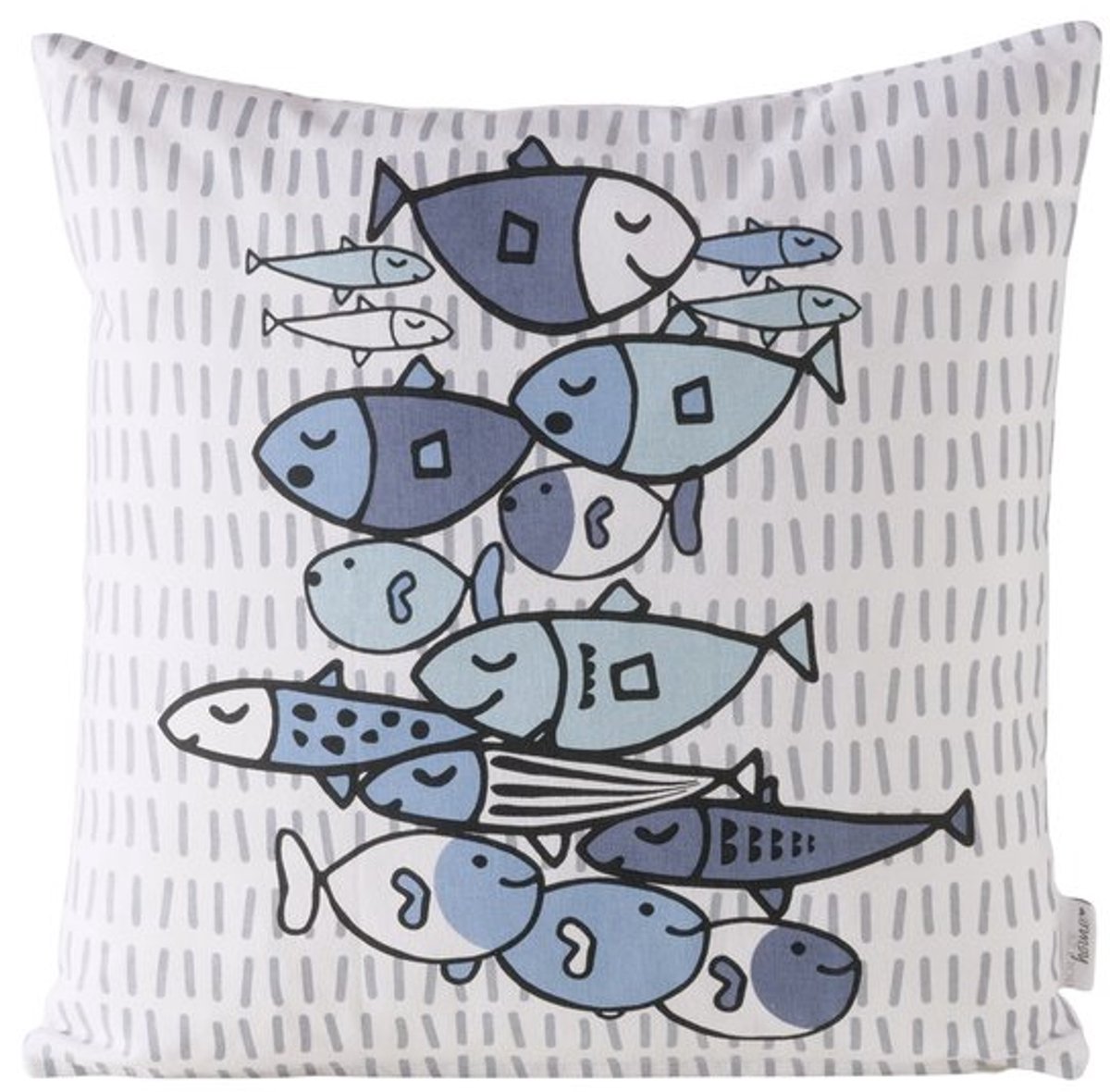 Boltze - Sierkussen - Kussen - Katoen - Vissen - Blauw - Wit - Zwart - Grijs - 45x45cm