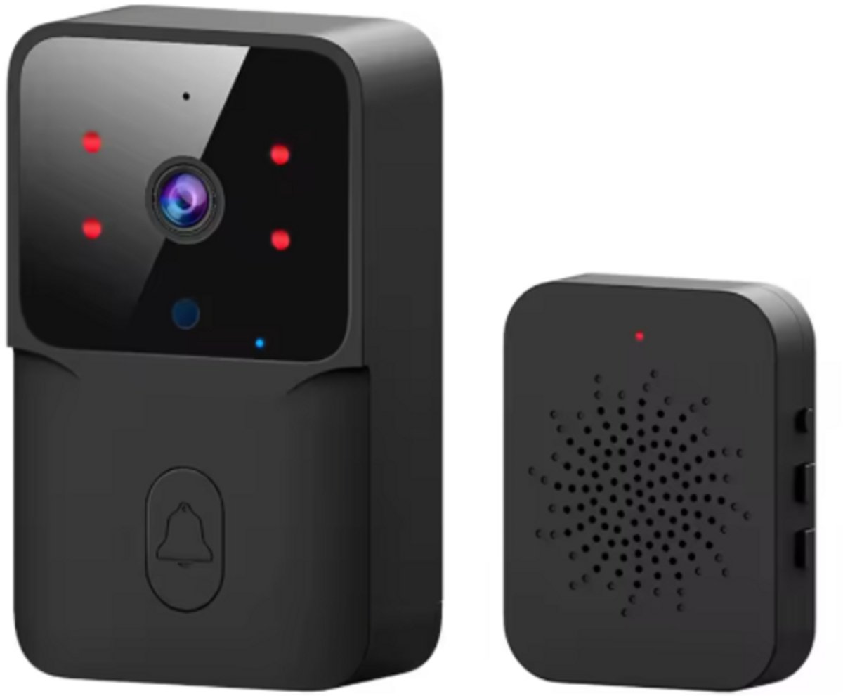 WIFI Video Deurbel - Slimme Deurbel - Camera - Draadloze deurbel - DC AC Batterij - Alexa - Google - Voor Thuis - Zwart - Met Intercom - Bewegingsdetectie