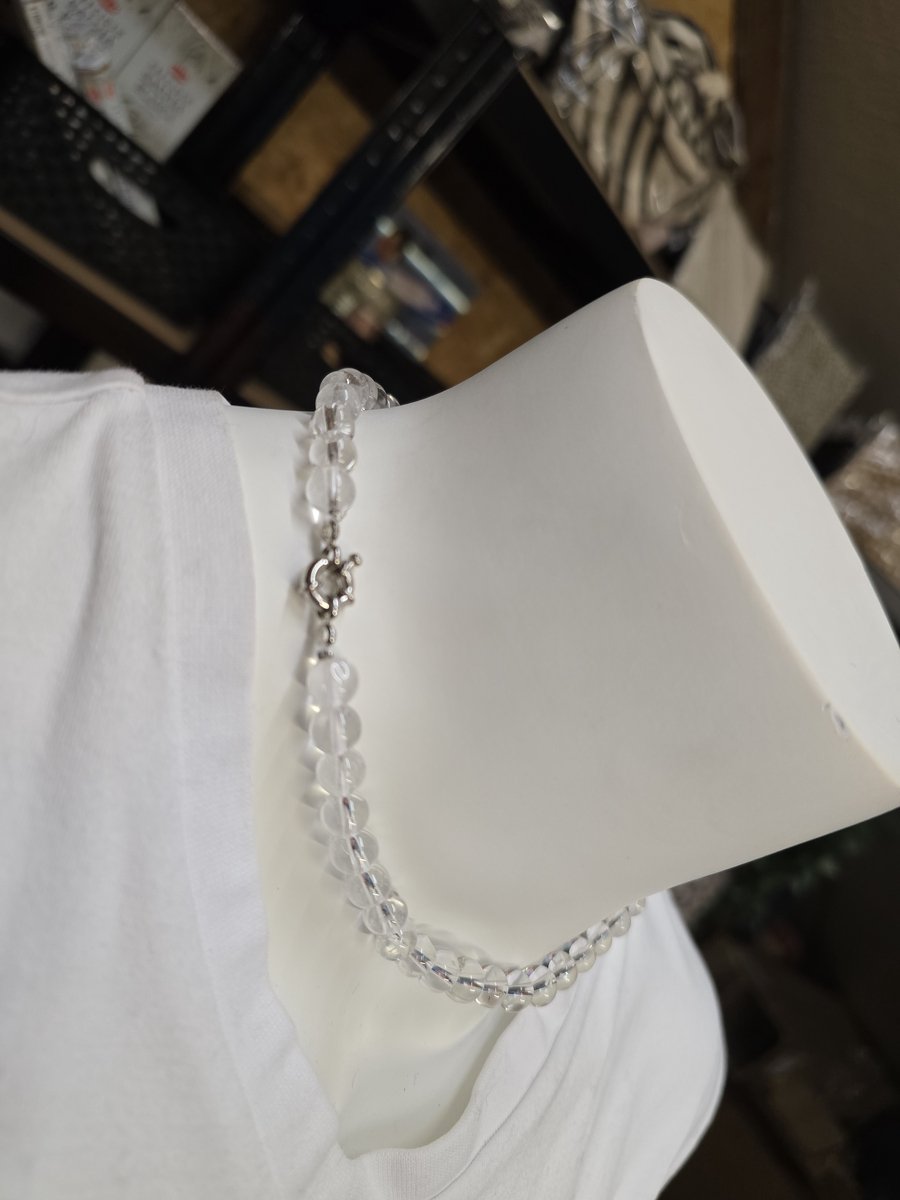 Bergkristal Kogelcollier 8mm met boeisluiting