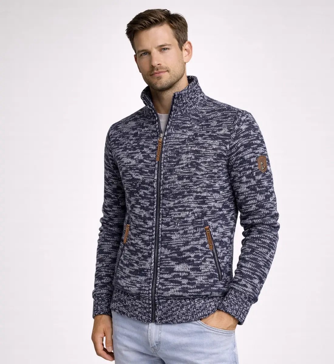 Lizzard Sports Heren Vest met Rits Navy Milans - Maat M - Full Zip Cardigan Heren met Opstaande Kraag - Coltrui Heren Look