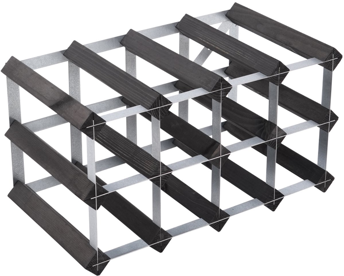 Traditional Wine Rack Co. wijnrek voor 12 flessen zwart 42x22.8x22.8cm