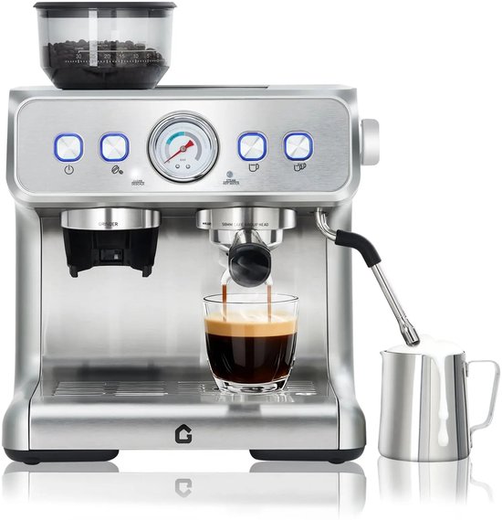 Dimico 20 Bar Espressomachine met Koffiemolen en Melkopschuimer – afbeelding 1