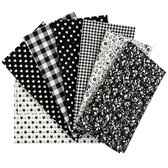 Zwart wit stoffen voor naaien katoen stof set 7 stuks mix prints stippen ruit sterren patchwork stof voor quilting kleding en DIY projecten
