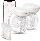 Youha Elektrische Dubbele Borstkolf Gen 1 - Handsfree Draadloze Borstkolf - Met App - BPA-vrij - 24mm - Set van 2 - Inclusief tepelmeter