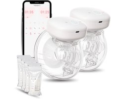 Youha Elektrische Dubbele Borstkolf Gen 1 - Handsfree Draadloze Borstkolf - Met App - BPA-vrij - 24mm - Set van 2 - Inclusief tepelmeter