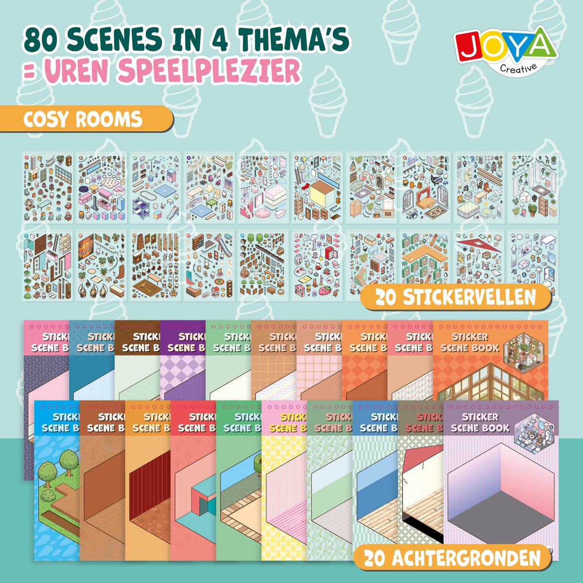 Joya Creative Stickerboek Scene 3D - 4in1 Sticker Scene Book - Stickerboek Volwassenen en Kinderen - 80 Scenes - Hardcover met Ringband — afbeelding 8