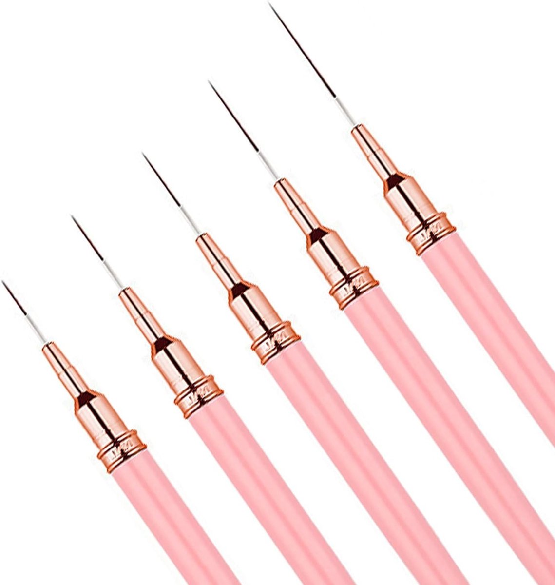 Set van 5 Professionele Nagelborstels voor Nail Art, Gel Nagels, en Dotted Designs