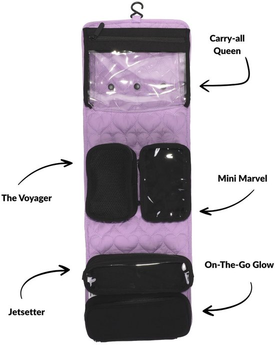 Toilettas Ophangbaar Dames & Heren – 6-delige Travel Organizer met Verwisselbare Pouches – Doorzichtige Toilettas Set – Handbagage & TSA Proof – PNK&PLMZ Ultimate Travel Set