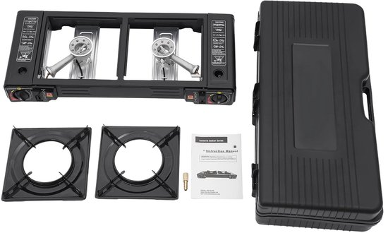 ELVENTO Camping kooktoestel gas - Camping gasstel - Portable gas stove - Fornuis - 2-pits - Individueel regelbaar - 2500W - Zwart van Merkloos — afbeelding 3