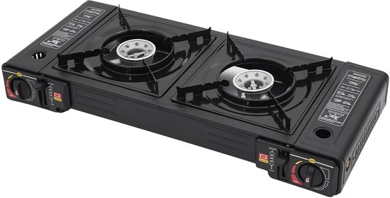 ELVENTO Camping kooktoestel gas - Camping gasstel - Portable gas stove - Fornuis - 2-pits - Individueel regelbaar - 2500W - Zwart van Merkloos — afbeelding 5