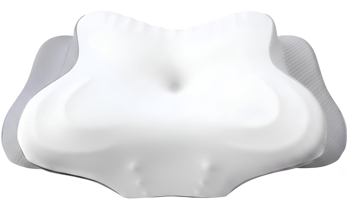 DnA® Hoofdkussen Nekklachten - Hoofdkussen - Ergonomisch Hoofdkussen - Wit/Grijs - 62cm x 37cm x 14cm