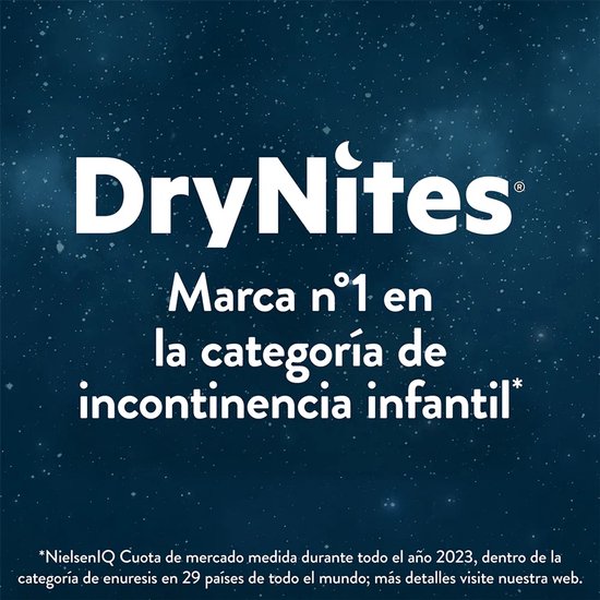 Tekst 'DryNites, No.1 merk in kinderincontinentie'.