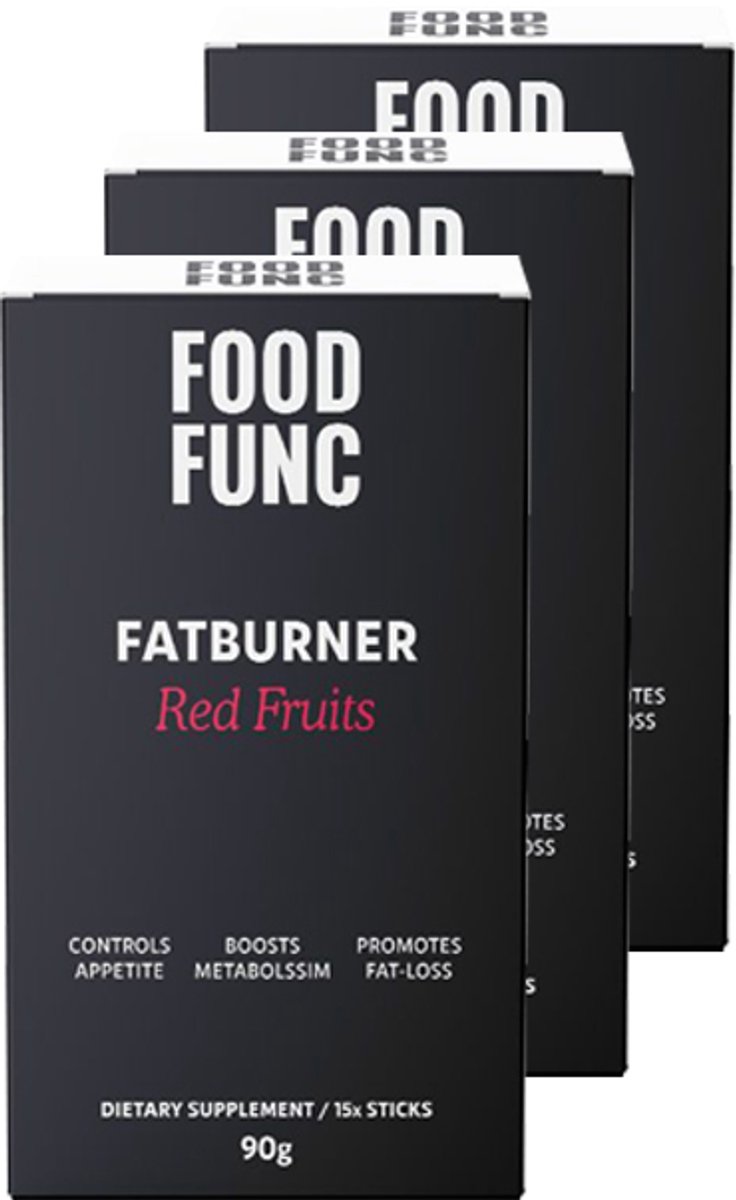 Foodfunc | Fat Burner Red Fruits | 15 Sticks | 3 Stuks | 3 x 90g | No Junk Just Func
