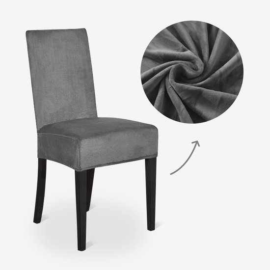 BankhoesDiscounter Velvet Stoelhoes – Donkergrijs – Eetkamer Stoelhoezen – Stoelhoezen Eetkamerstoelen – Stoelhoezen Stretch