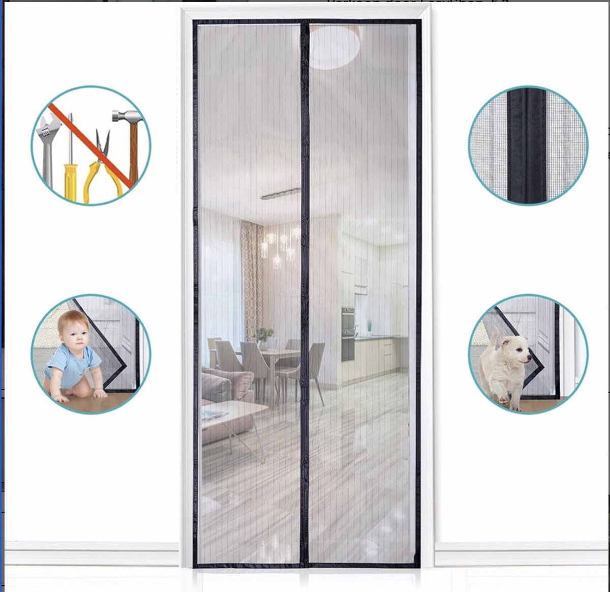 Magnetic Fly Screen for Balcony Door No Drilling Fly Protection Sliding Door Insect Protection Curtain Door for Easy Assembly 90 x 210 cm Black