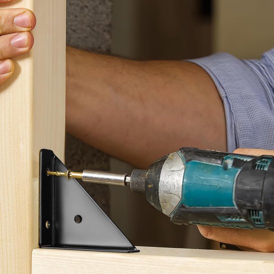 Hoekbeugels voor Meubels - 10 Stuks Zwarte Houten Steunen voor Bureau, Bed en Hoekverbindingen van Merkloos — afbeelding 4