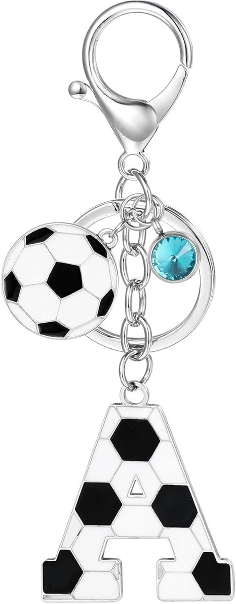 Voetbal sleutelhanger met initialen, unieke keychain voor jongens en meisjes, perfect cadeau voor voetbalfans en sportliefhebbers