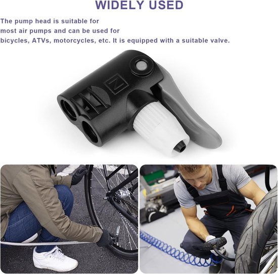 Fietspomp met dubbele adapterpoorten - SV en PV ventielen - Schrader en Presta ventielaansluiting voor fiets en motorpompen — afbeelding 3