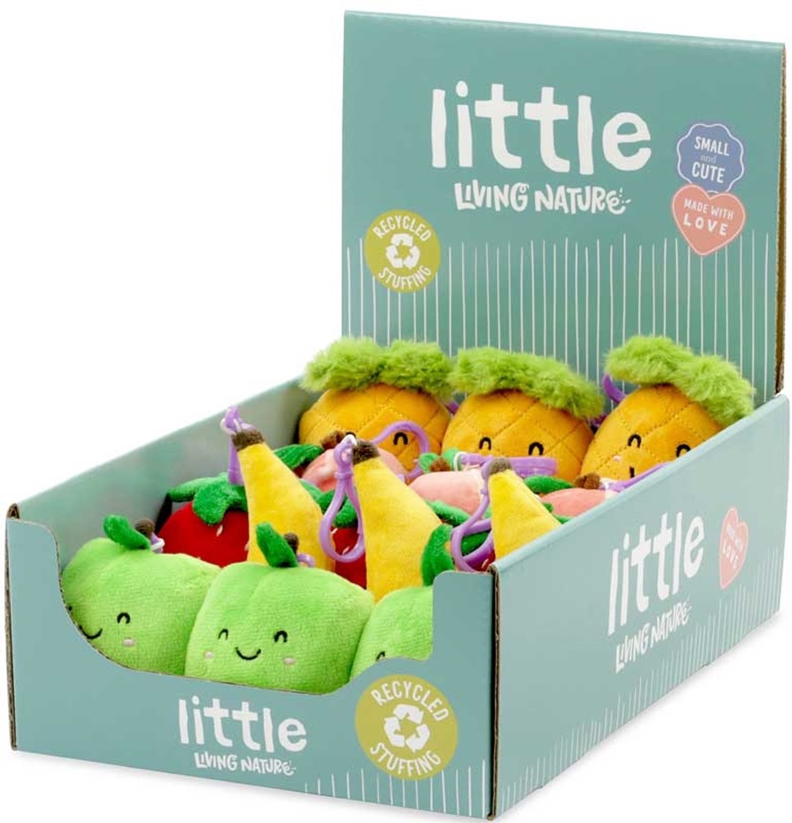 Living Nature pluche sleutelhanger fruit - kleurrijke knuffelclip.