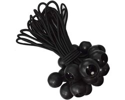 25 Stuks Zwarte 20 cm Elastische Bungee Koorden met Ball Tensioners voor Zeilen, Posters en Bouwprojecten