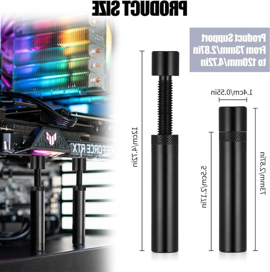 Verstelbare GPU Steun voor Grafische Kaarten, Aluminium Ondersteuning, Ideaal voor PC Behuizingen en Bescherming van Componenten — afbeelding 4