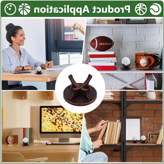 4 Stuks Houten Tentoonstellingsstand voor Golfballen en Baseballs, Multifunctionele Display Set, Bruin, 5.5x3cm, Ideaal voor Verzamelobjecten en Sportaccessoires van Merkloos — afbeelding 4