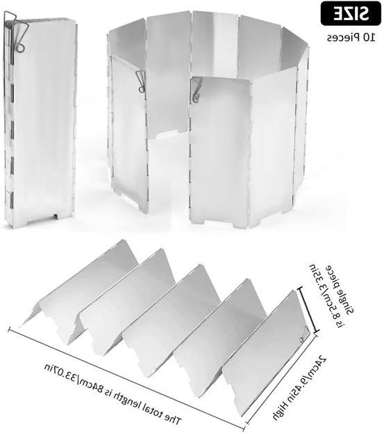Vouwbare Aluminium Windscherm voor Gasfornuis - 10 Platen - Ideaal voor BBQ, Kamperen en Picknicks van Merkloos — afbeelding 5