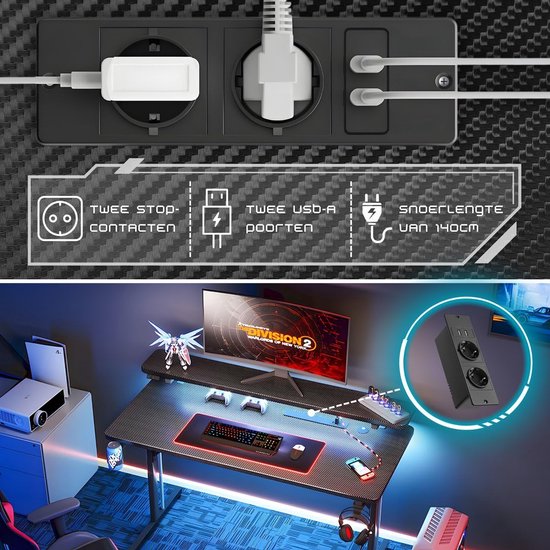 Game Bureau met Led - Computertafel - Gaming bureau - game setup van Merkloos — afbeelding 3