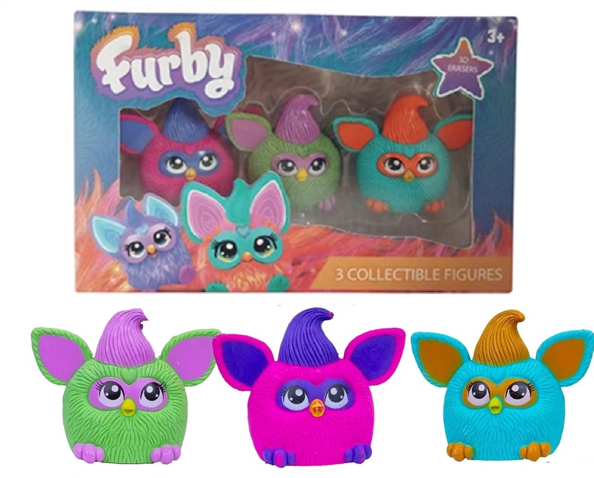verzamelfiguren - 3d Gummetjes - Back to School - 4 cm groot - 3 delige set