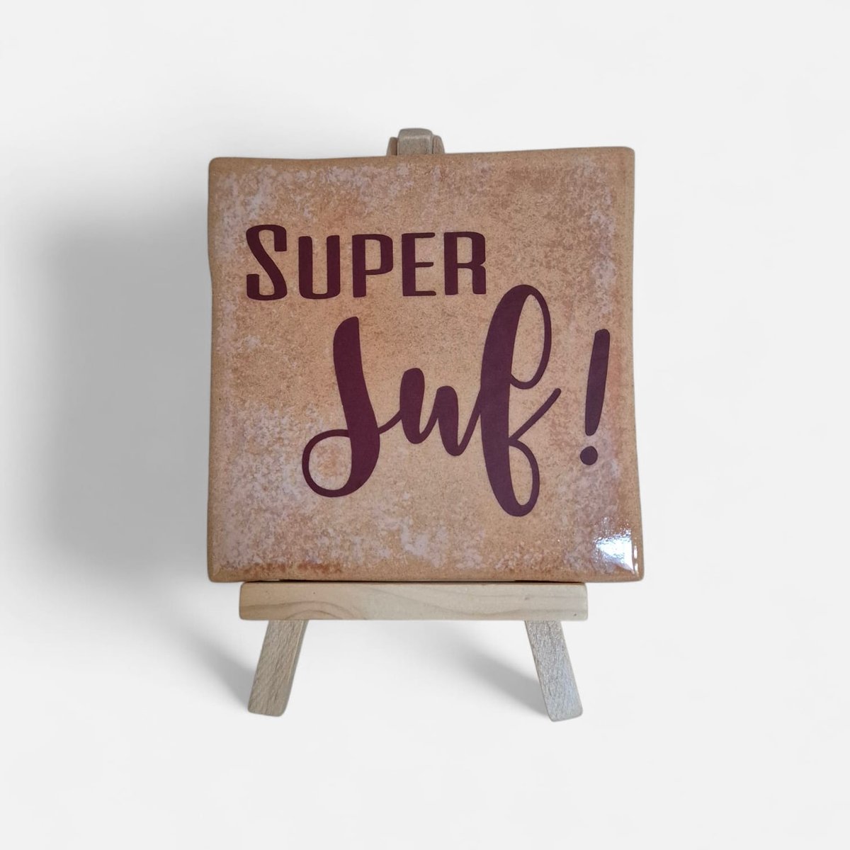 Troubadot | Tegeltje Juf | Cadeau | Inclusief houten houder | Super Juf! | Afscheid | Juf | 10x10 cm | Bedankt Juf