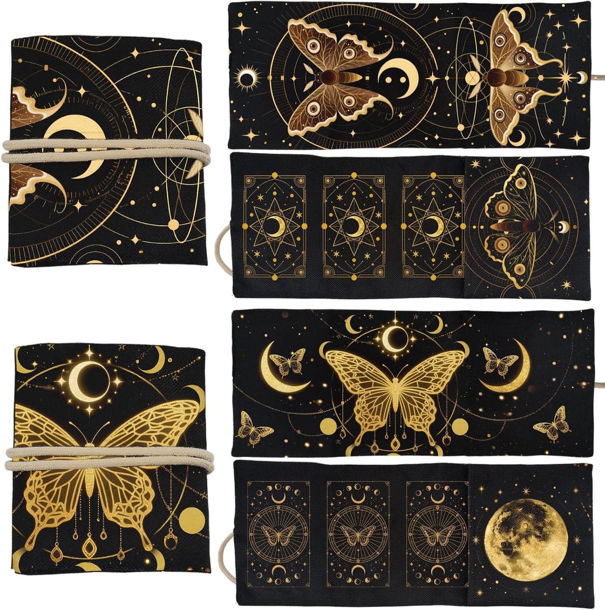 Tarot Kaarthouder - Kaartentas Divinatie - Kaarten Opbergen - Met Spreidingspatroon - 16 x 13.5 cm - Zwart